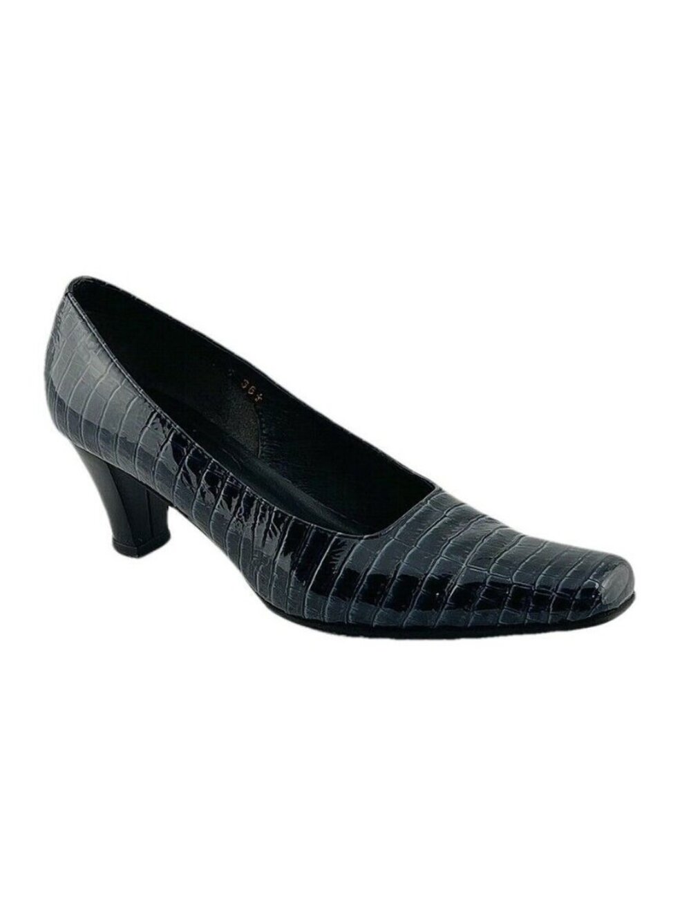 Boucherel Womens Black Croc-Embossed Leather Heels Size 38